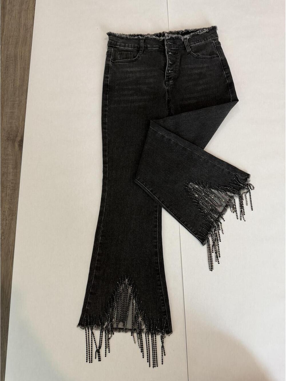 Blue B Rhinestone Fringe